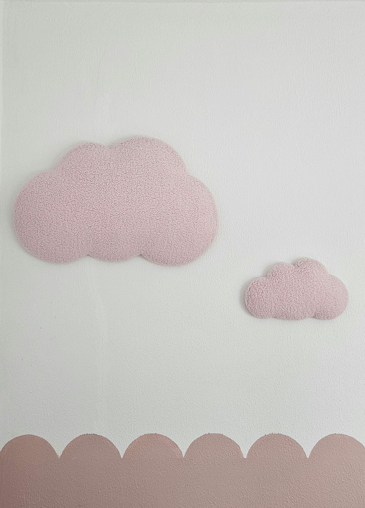 Set of wall decoration clouds light pink baby room boucle wall decoration, children's room, baby room, clouds