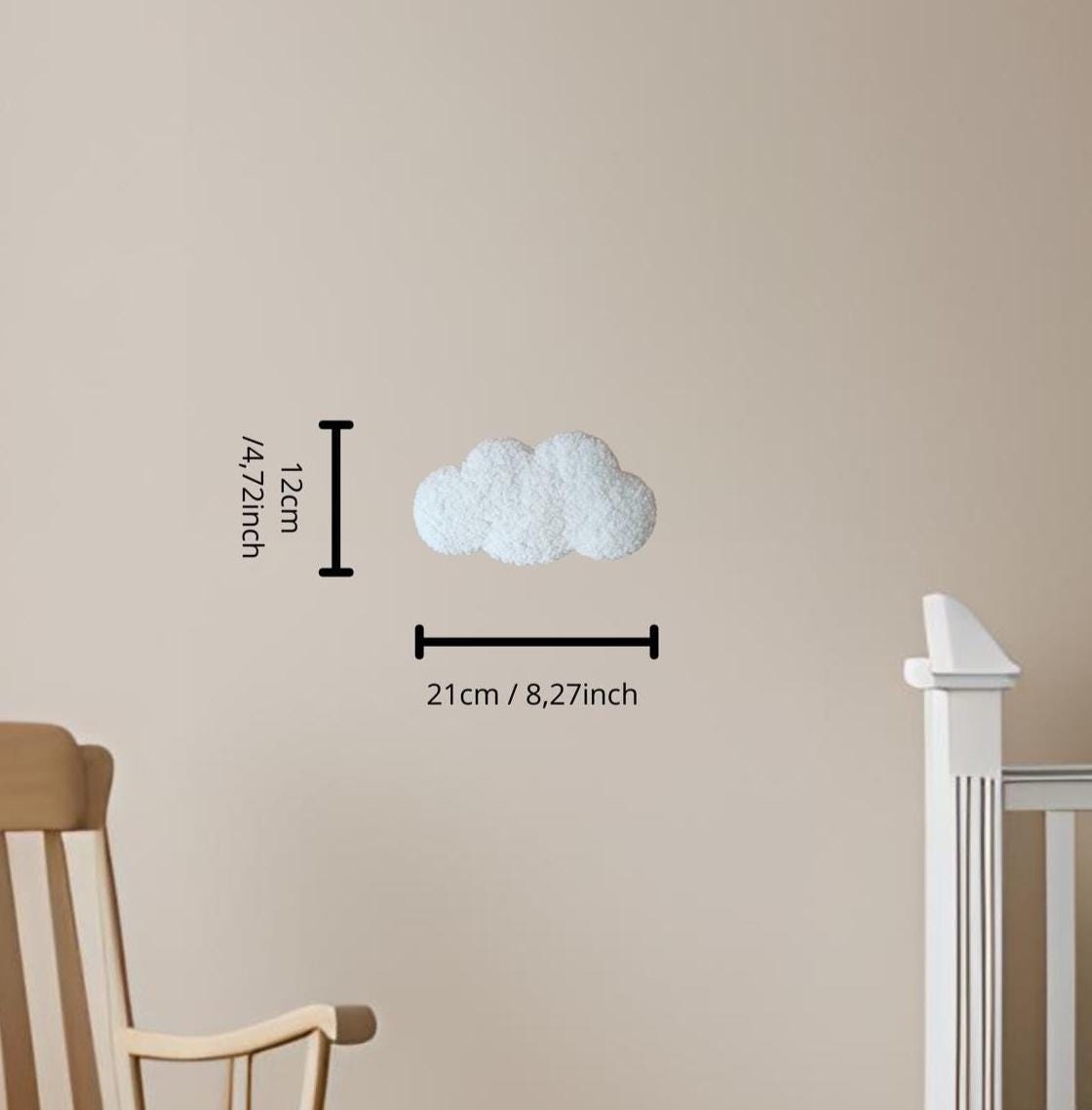 Mini Cloud – Nursery Decor – 21x12cm – Soft Textured Teddy Fabric – Neutral Nursery Accessory Off-White
