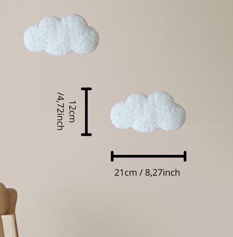 Cloud Wall Lamp Set of 4 – LED Nursery Night Lights – Handmade Baby Room Decor – Soft Cloud Lights – Baby Shower Gift