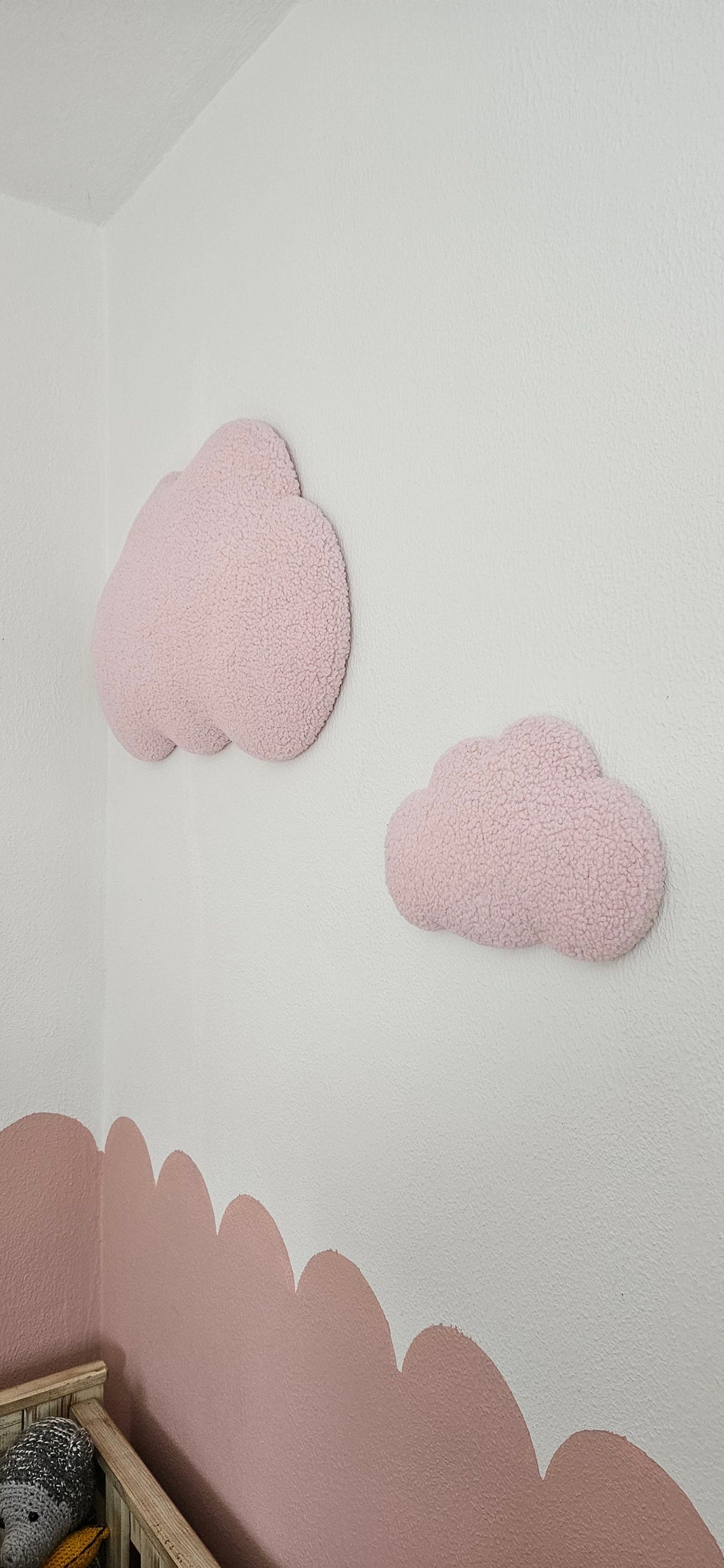 Set of wall decoration clouds light pink baby room boucle wall decoration, children's room, baby room, clouds