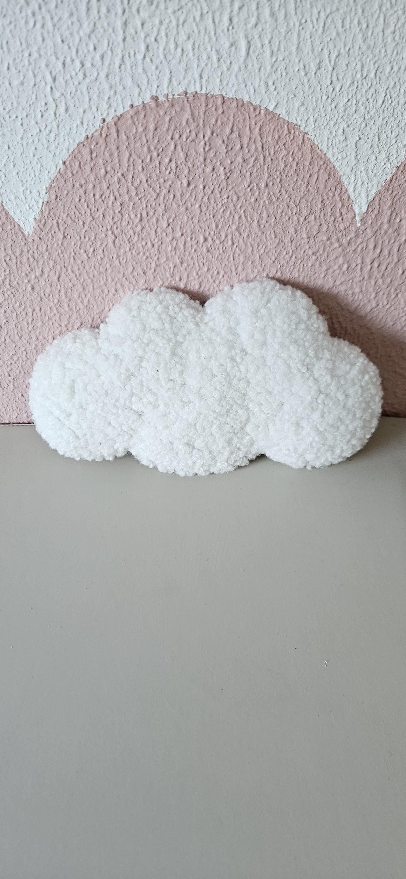 Mini Cloud – Nursery Decor – 21x12cm – Soft Textured Teddy Fabric – Neutral Nursery Accessory Off-White