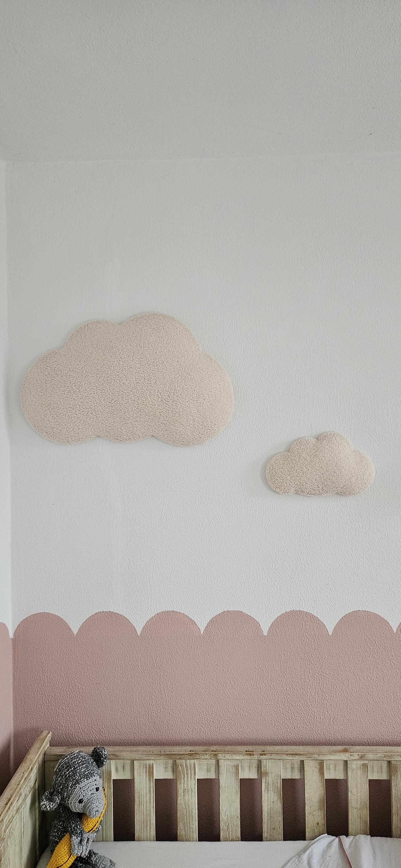 Set Baby room wall decoration cloud boucle, children's room decoration, baby shower gift, baby clouds champagne