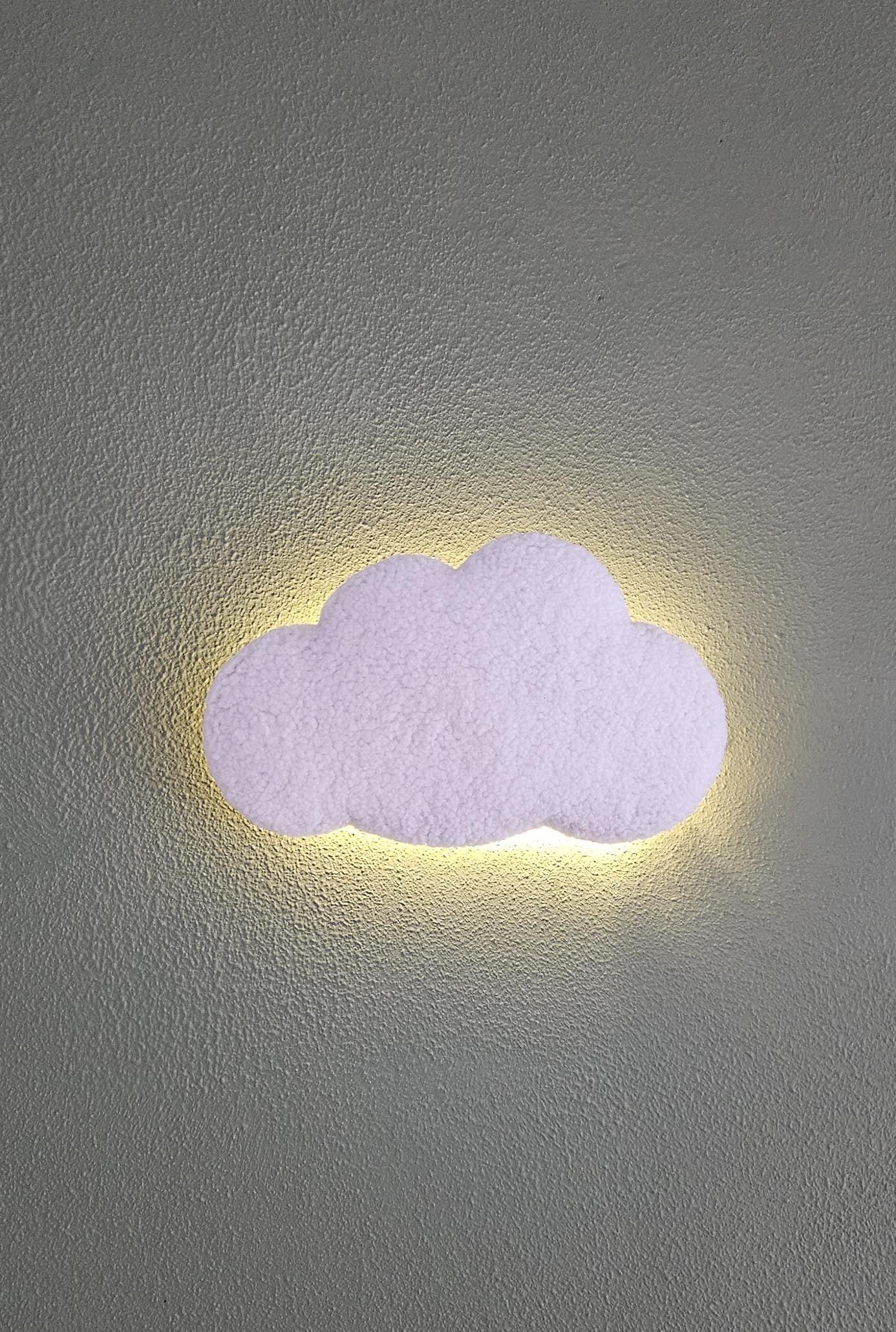Cloud with light, small, battery-powered. Baby room wall decoration cloud boucle, nursery decoration, baby shower gift, baby clouds off-white.