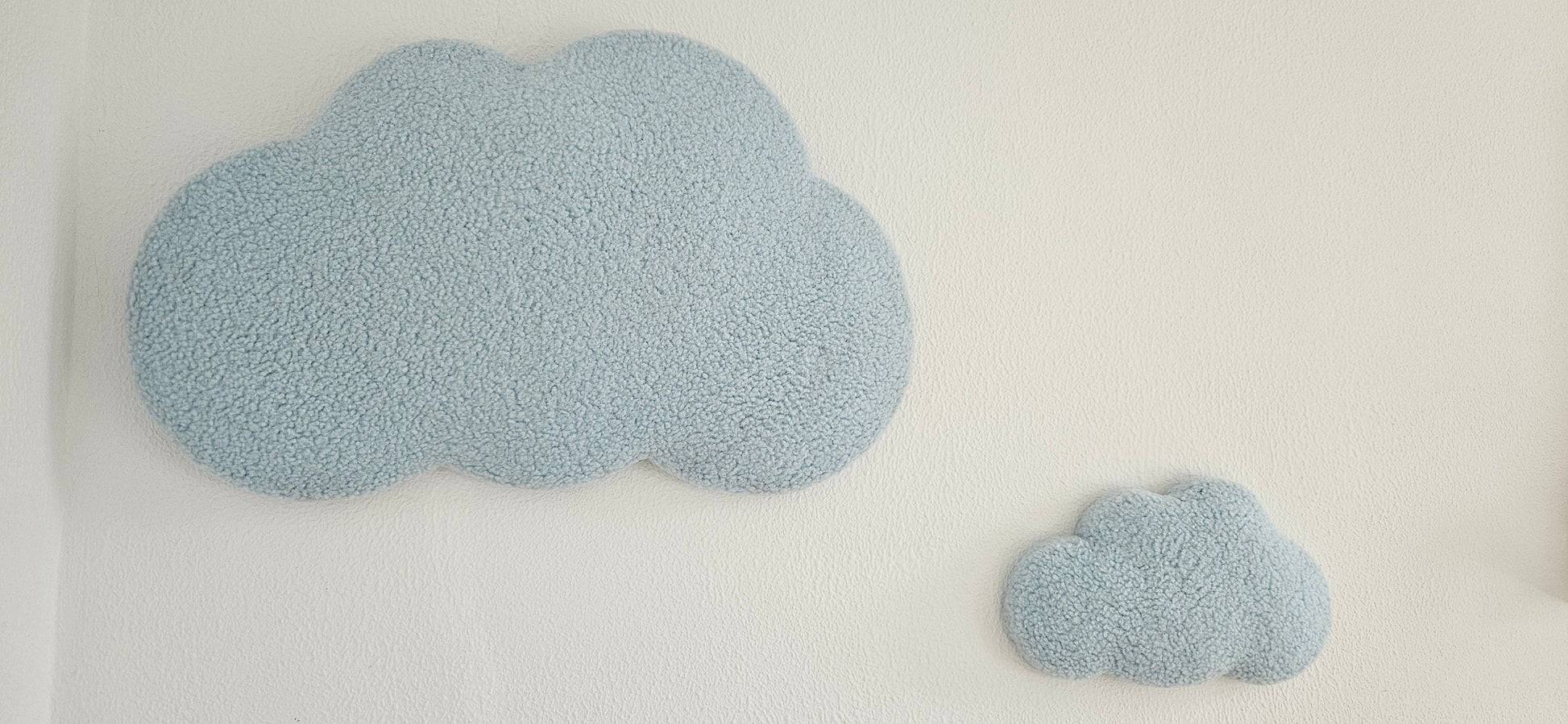 Set of wall decoration clouds baby room baby blue boucle wall decoration, children's room, baby room, clouds, baby blue