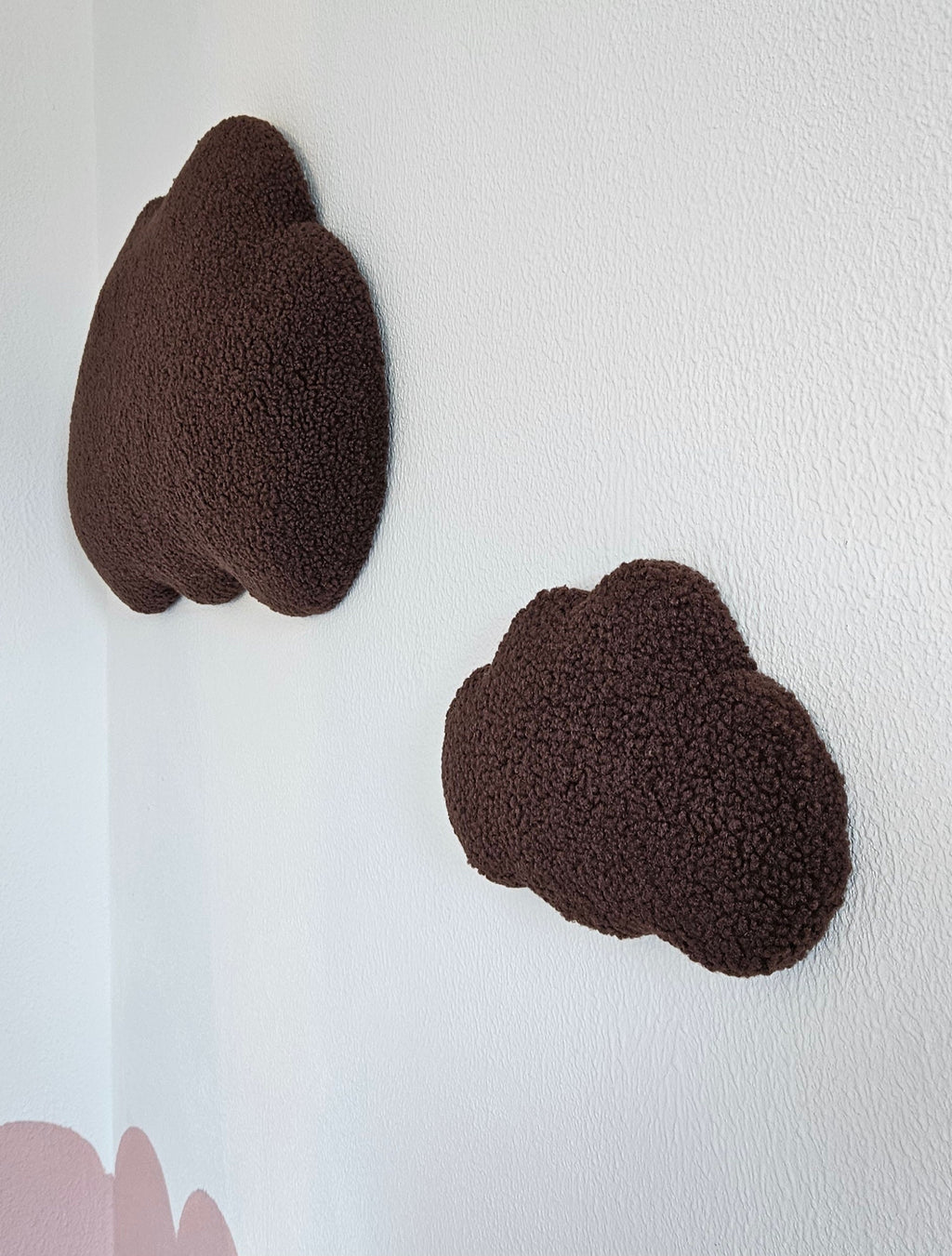 Set Baby room wall decoration cloud boucle, children's room decoration, baby shower gift, baby clouds brown