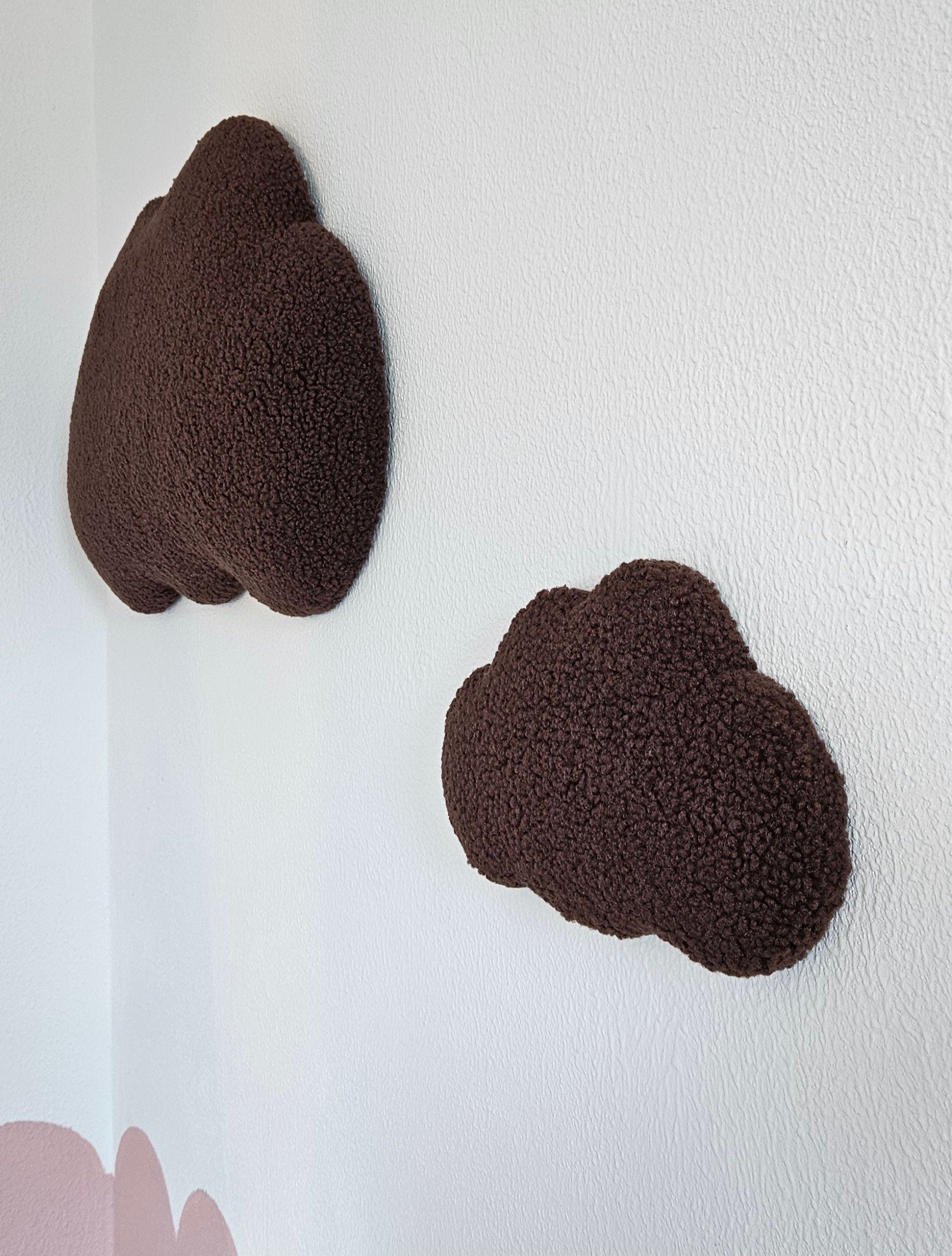 Set Baby room wall decoration cloud boucle, children's room decoration, baby shower gift, baby clouds brown