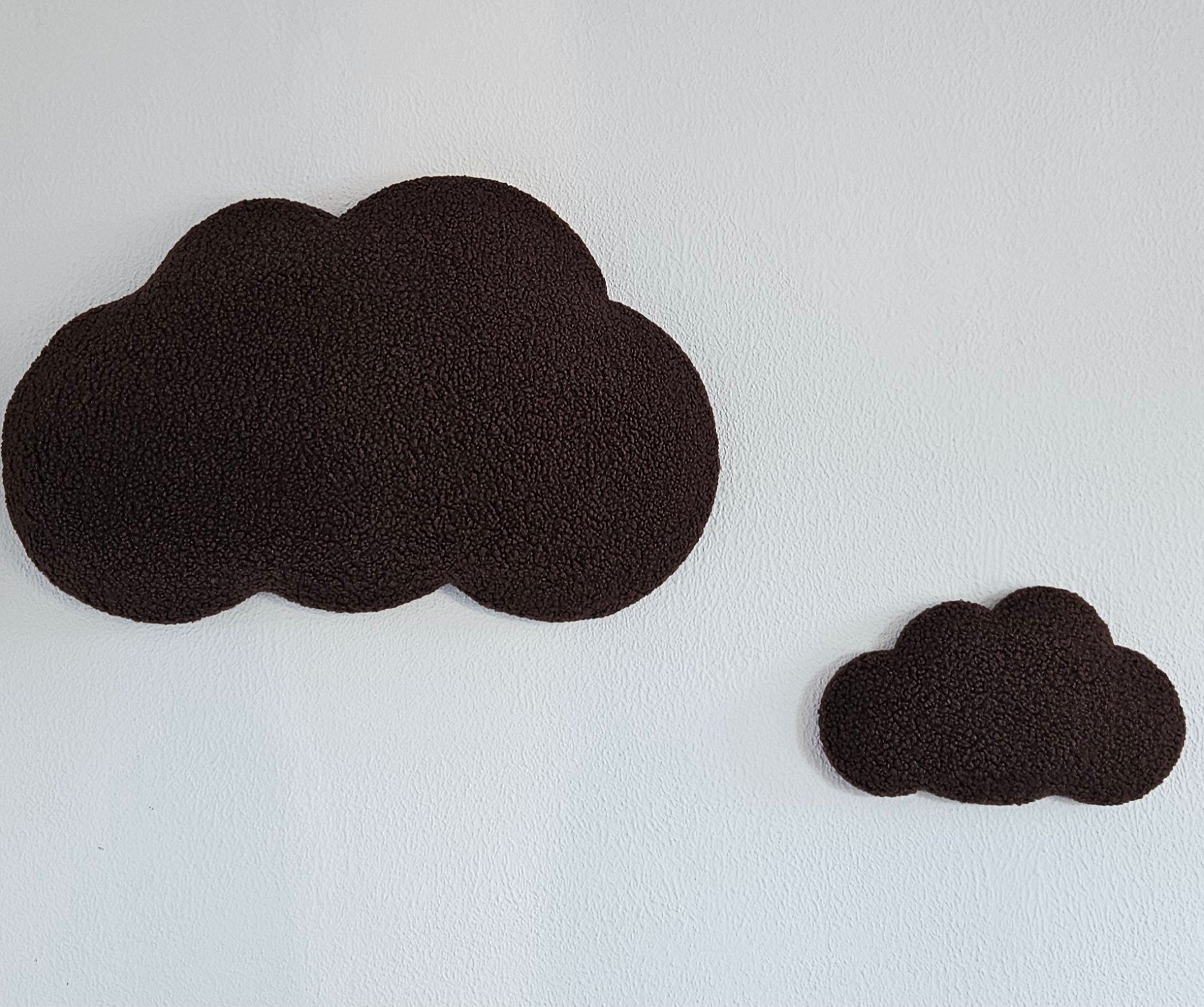Set Baby room wall decoration cloud boucle, children's room decoration, baby shower gift, baby clouds brown