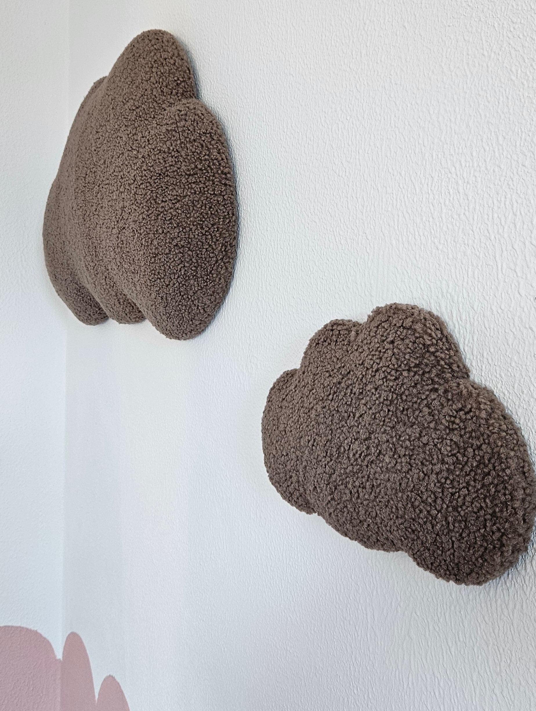 Set Baby room wall decoration cloud boucle, children's room decoration, baby shower gift, baby clouds taupe