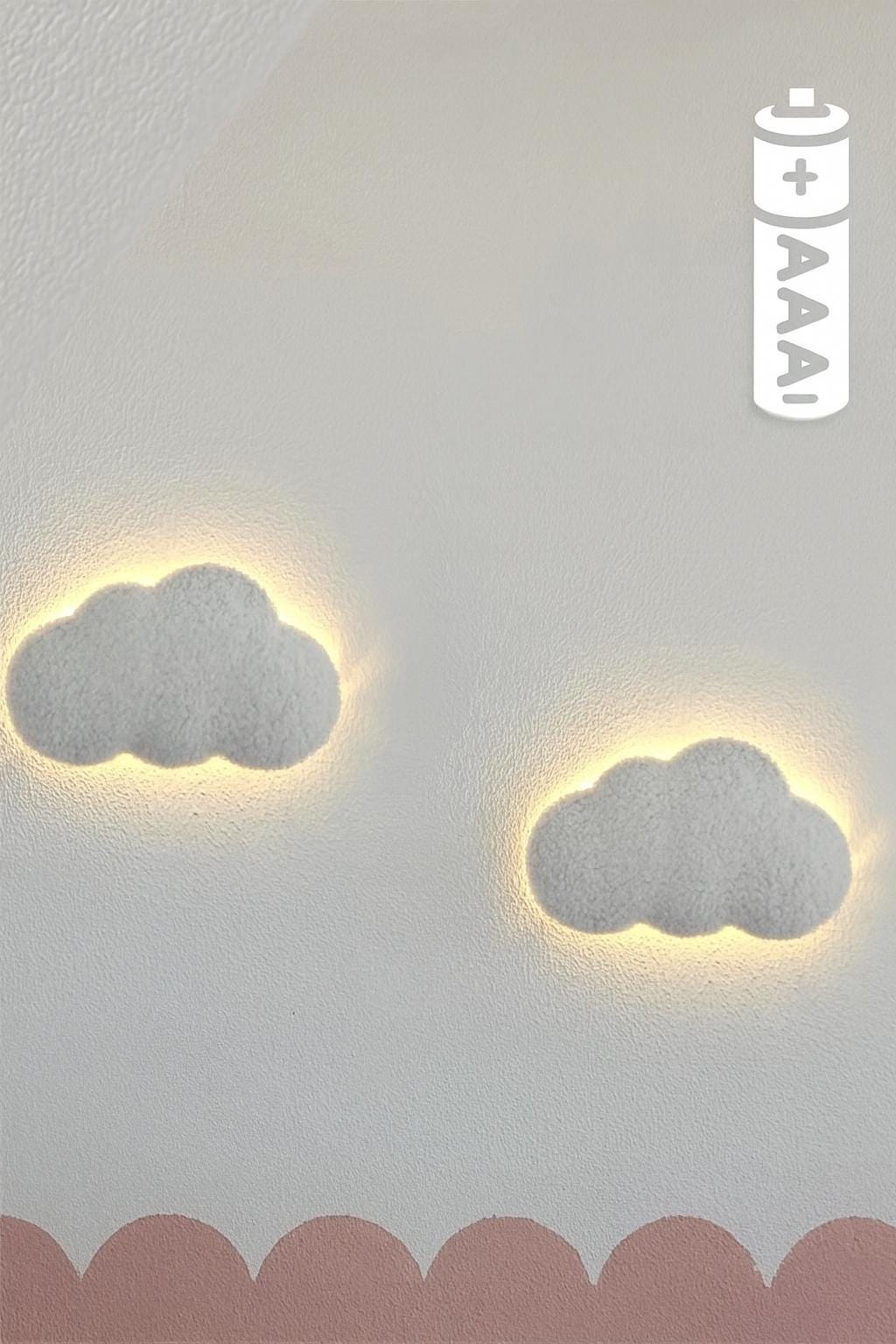 Set of 2 Cloud Wall Lamps – MEDIUM Size | Nursery Night Light | Baby Room Wall Decor | Cloud Light Bundle for Kids Bedroom