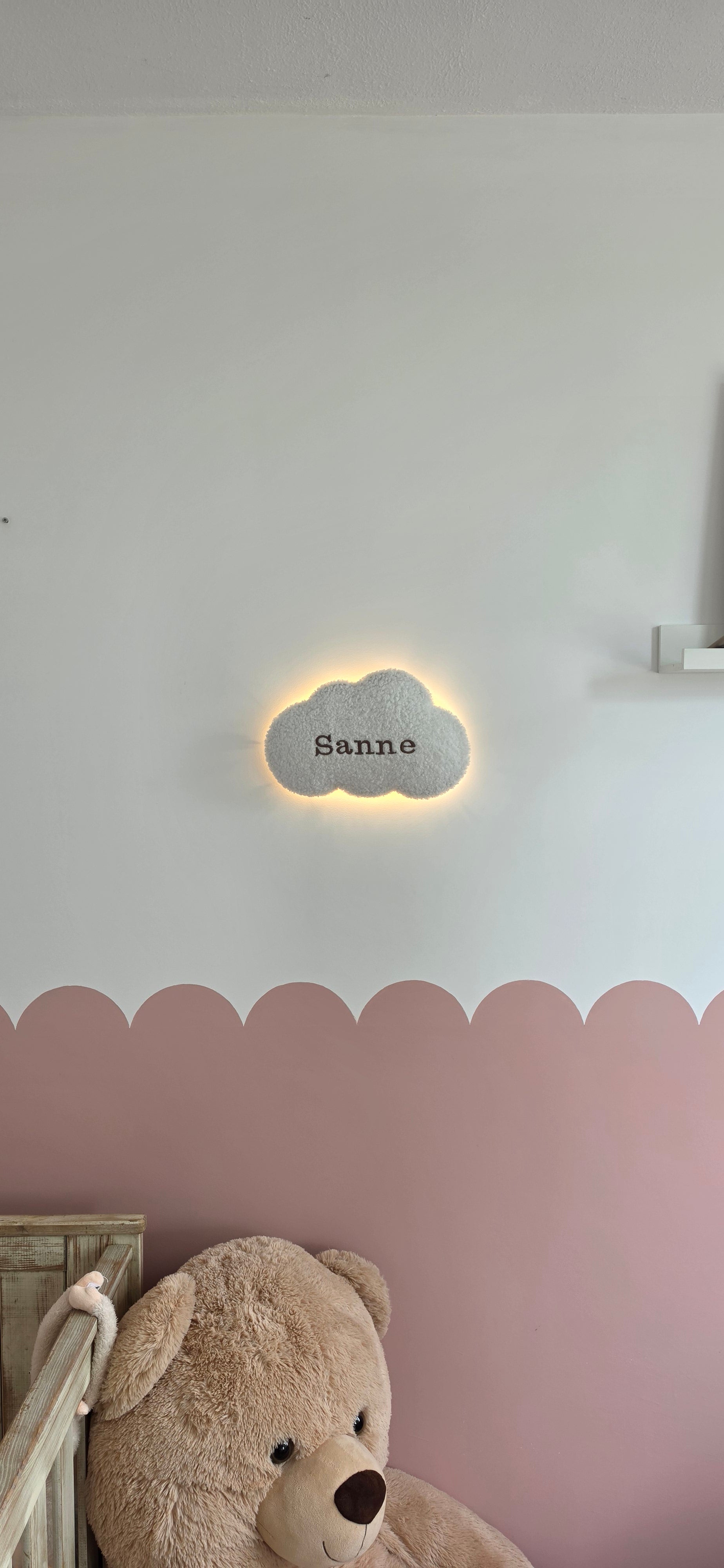 Gepersonaliseerde Teddy Wolkenlamp met Naam – LED Nachtlampje Babykamer