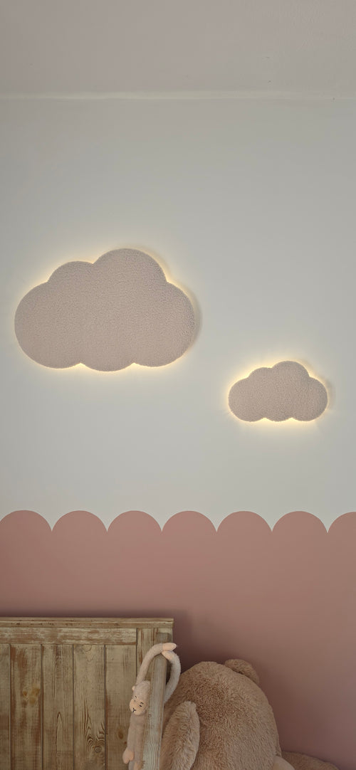 Set van 2 Wolken Nachtlampen - Babykamer wandlampjes (Groot + Medium)