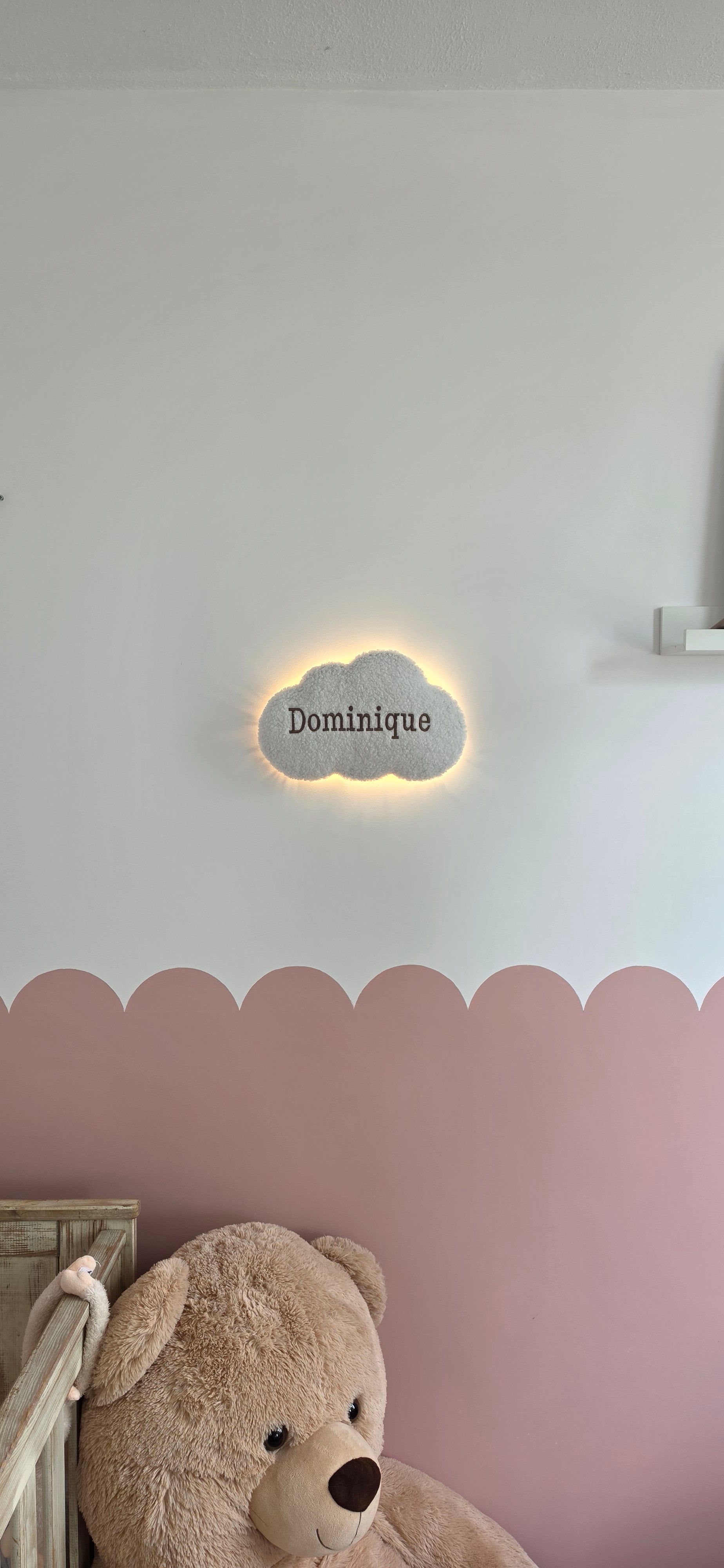 Gepersonaliseerde Teddy Wolkenlamp met Naam – LED Nachtlampje Babykamer