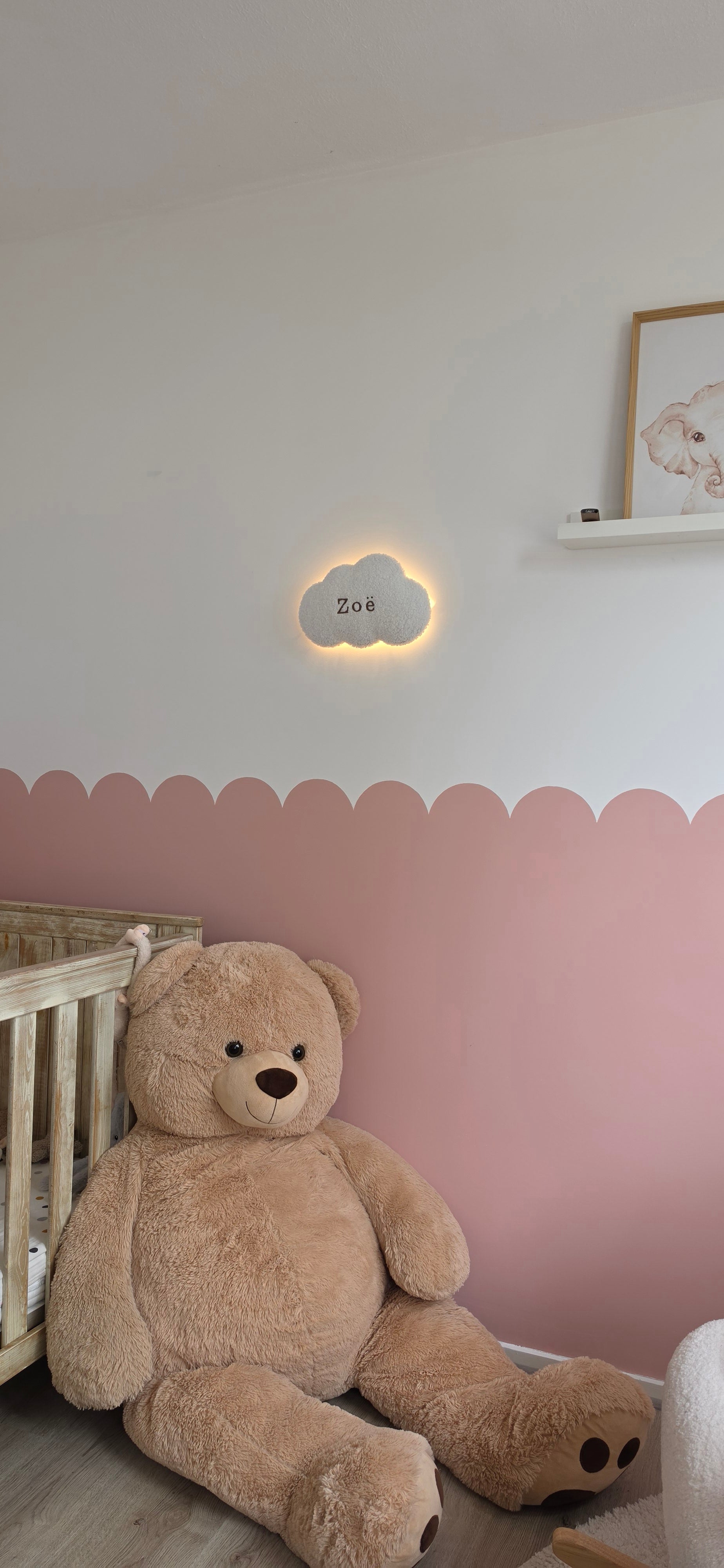 Gepersonaliseerde Teddy Wolkenlamp met Naam – LED Nachtlampje Babykamer