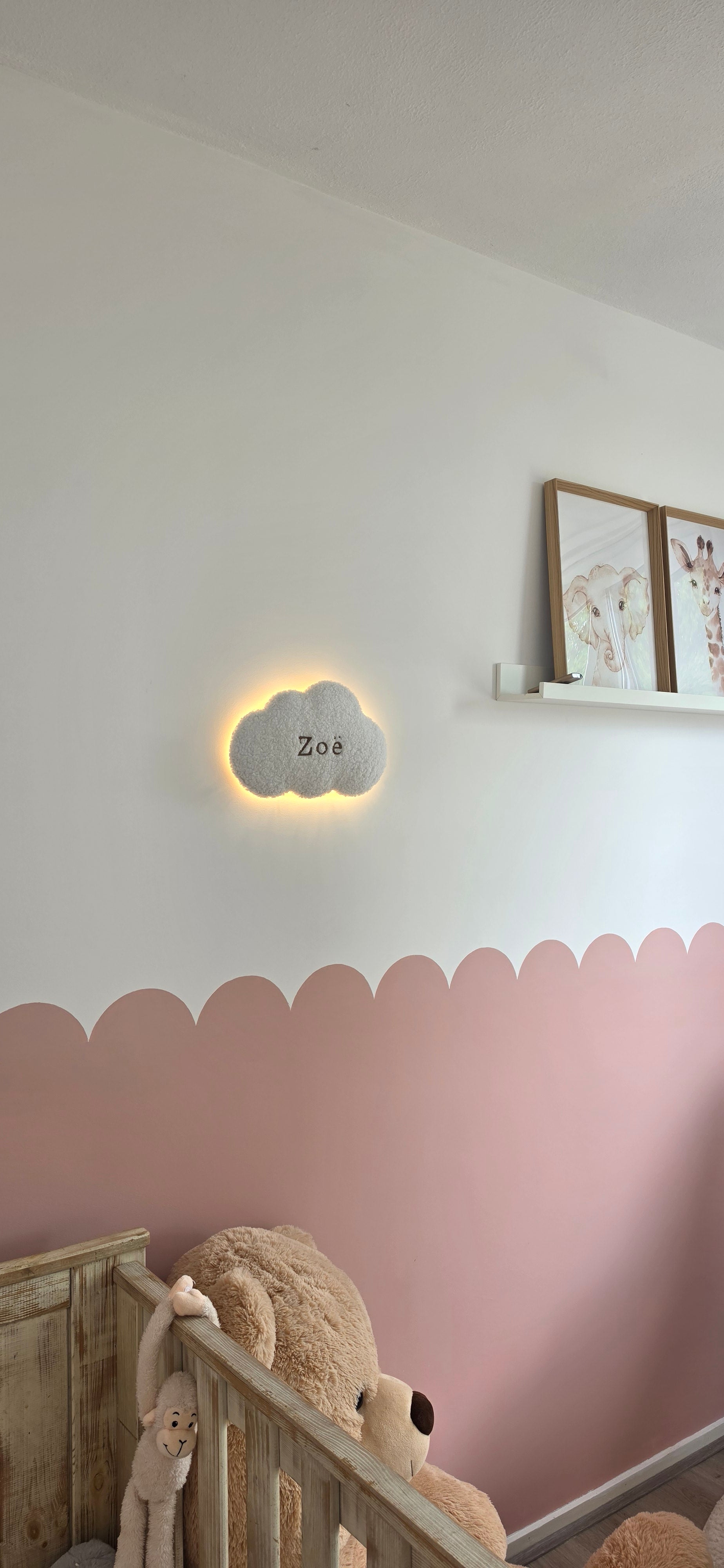Gepersonaliseerde Teddy Wolkenlamp met Naam – LED Nachtlampje Babykamer
