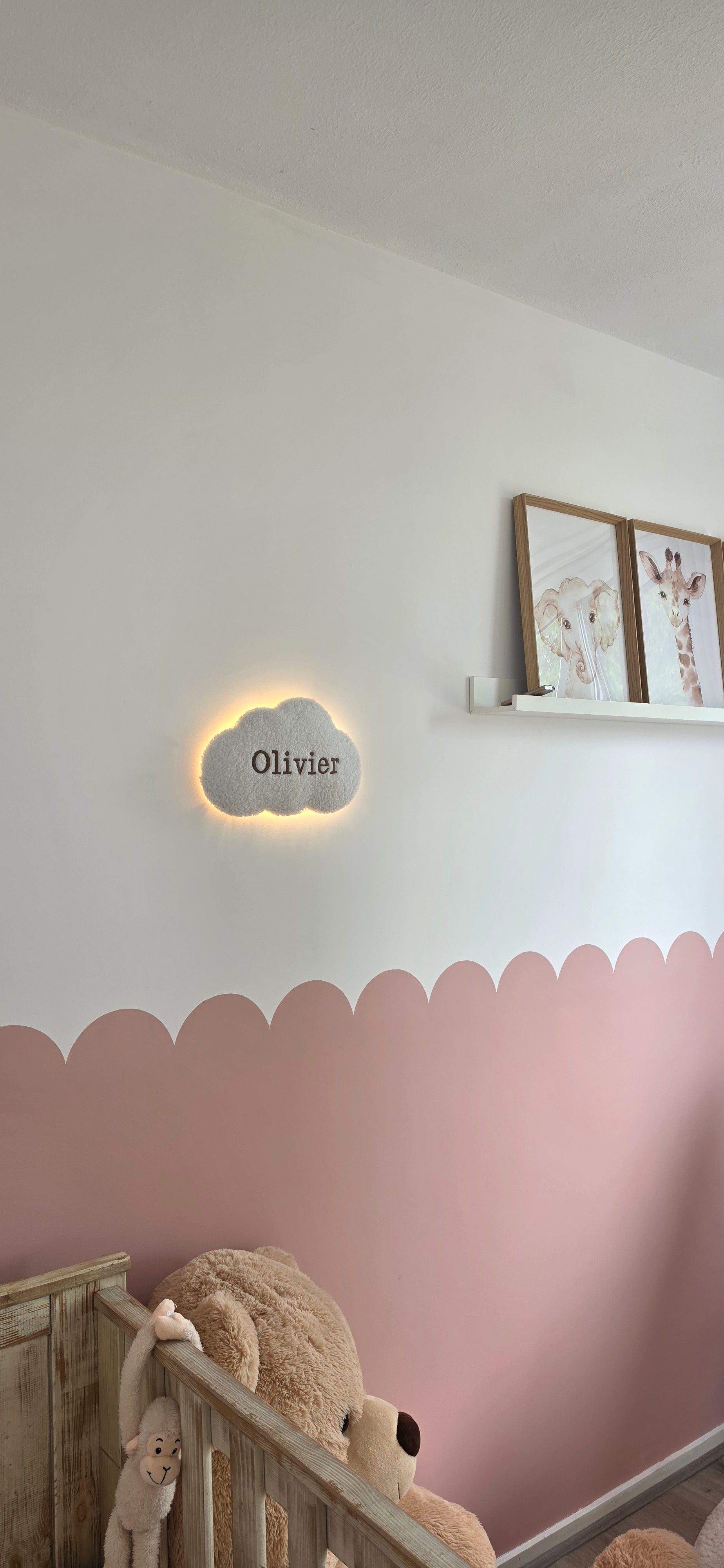 Gepersonaliseerde Teddy Wolkenlamp met Naam – LED Nachtlampje Babykamer